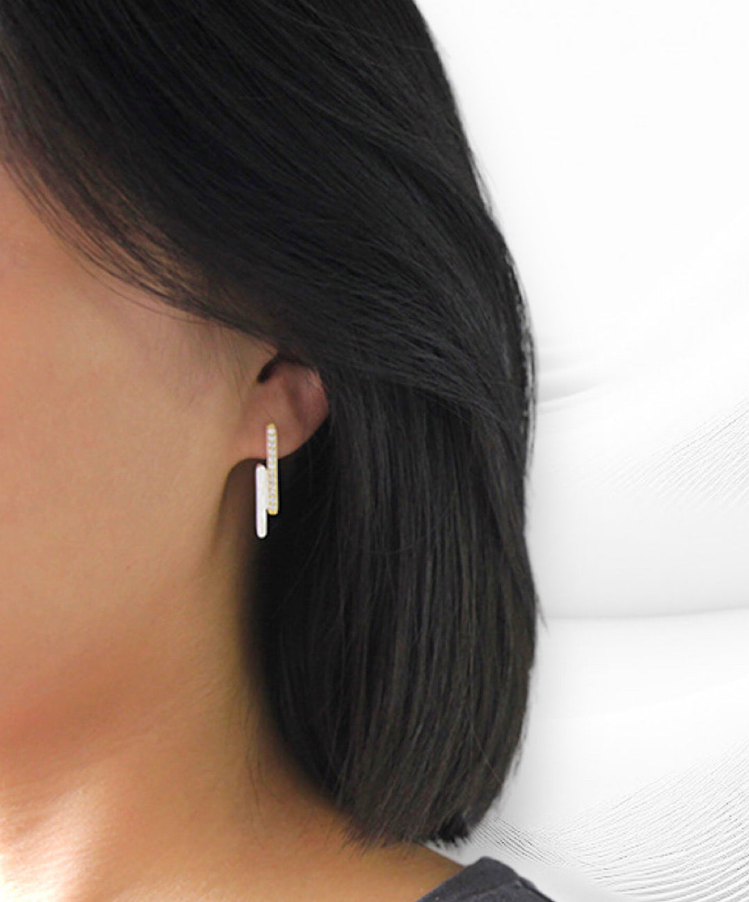 Minimalist Parallel Lines Zircon Earrings