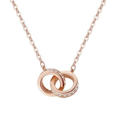 Double Circle Linked Zircon Necklace