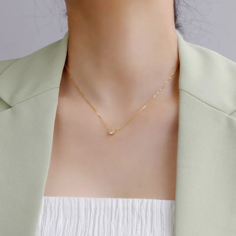 Round Cut CZ Pendant Necklace
