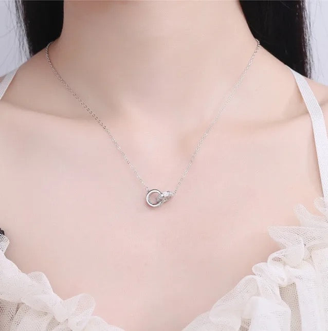Double Circle Linked Zircon Necklace