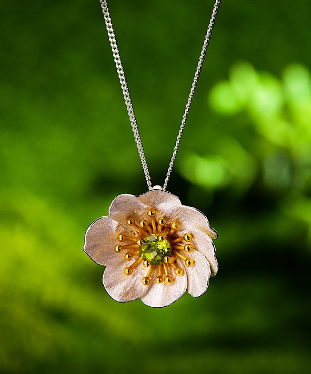 Anemone Flower Pendant Necklace