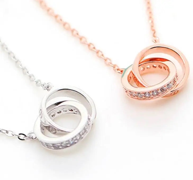 Double Circle Linked Zircon Necklace