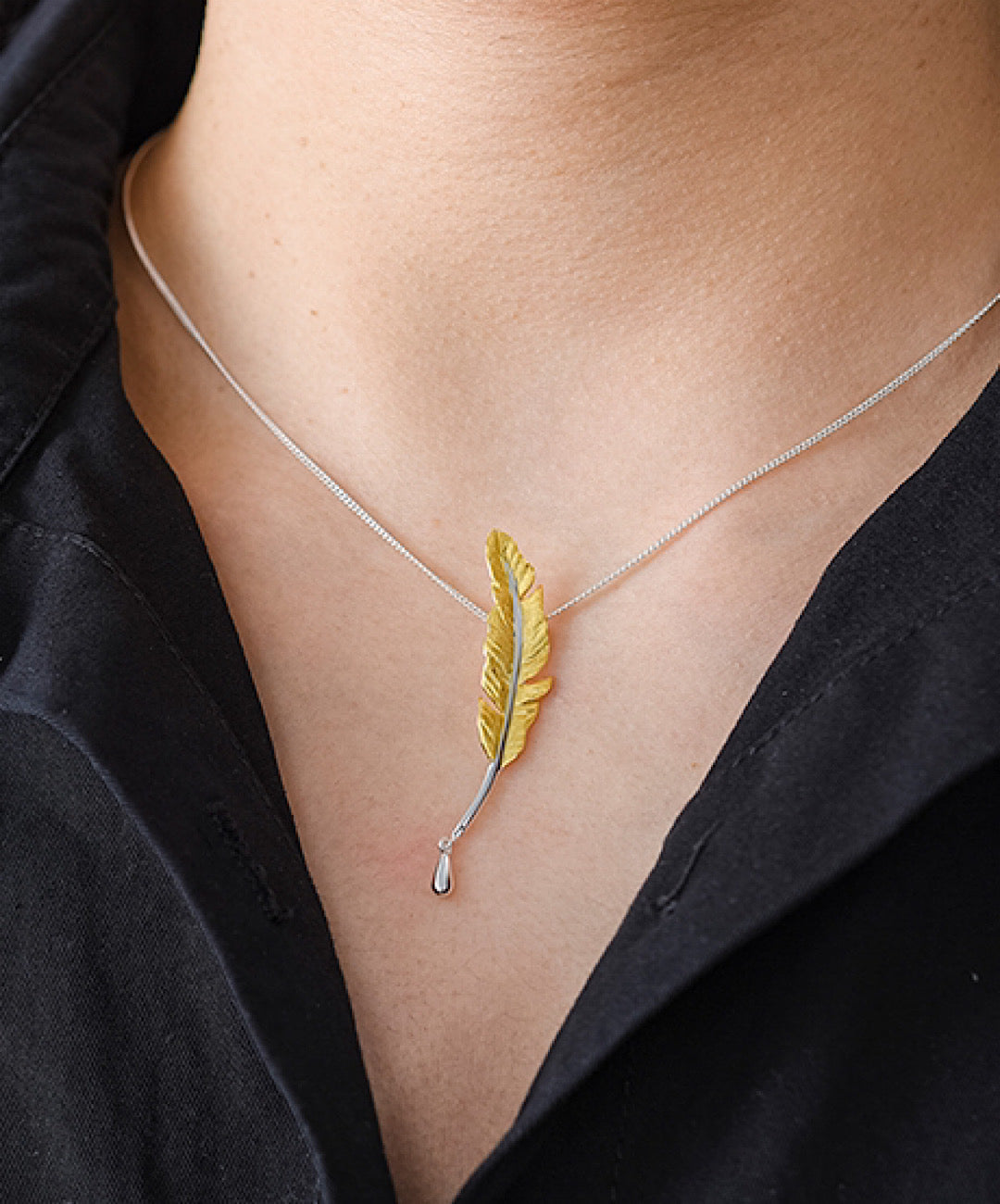 Goose Feather Pendant Necklace