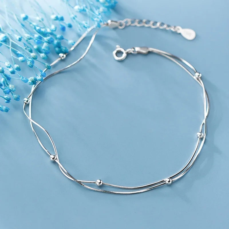 Double Layer Silver Bracelet