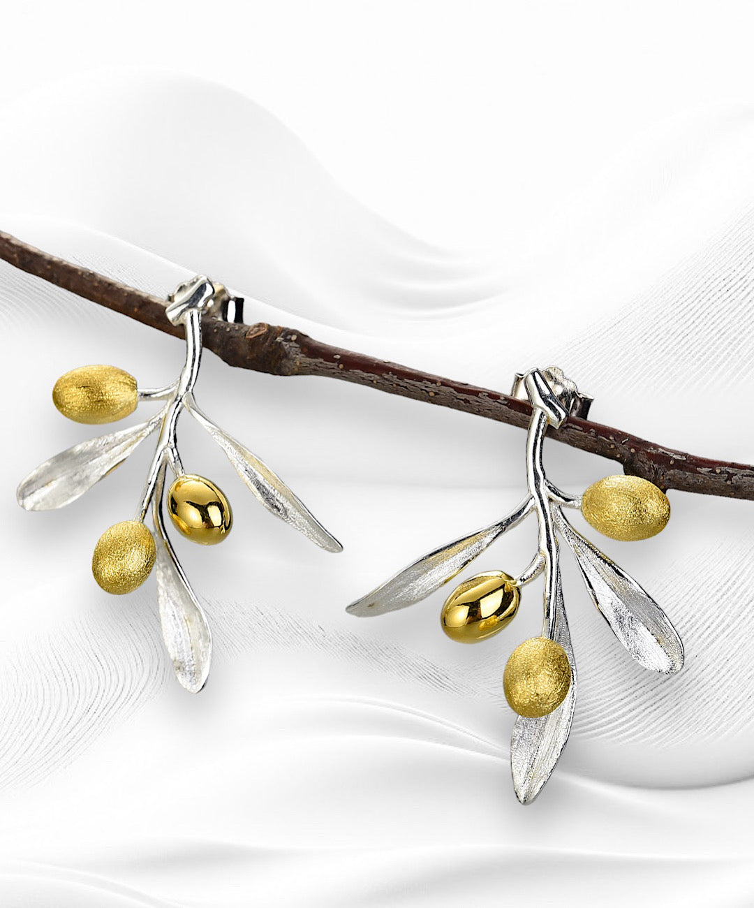 Olive Leaves Branch Earrings