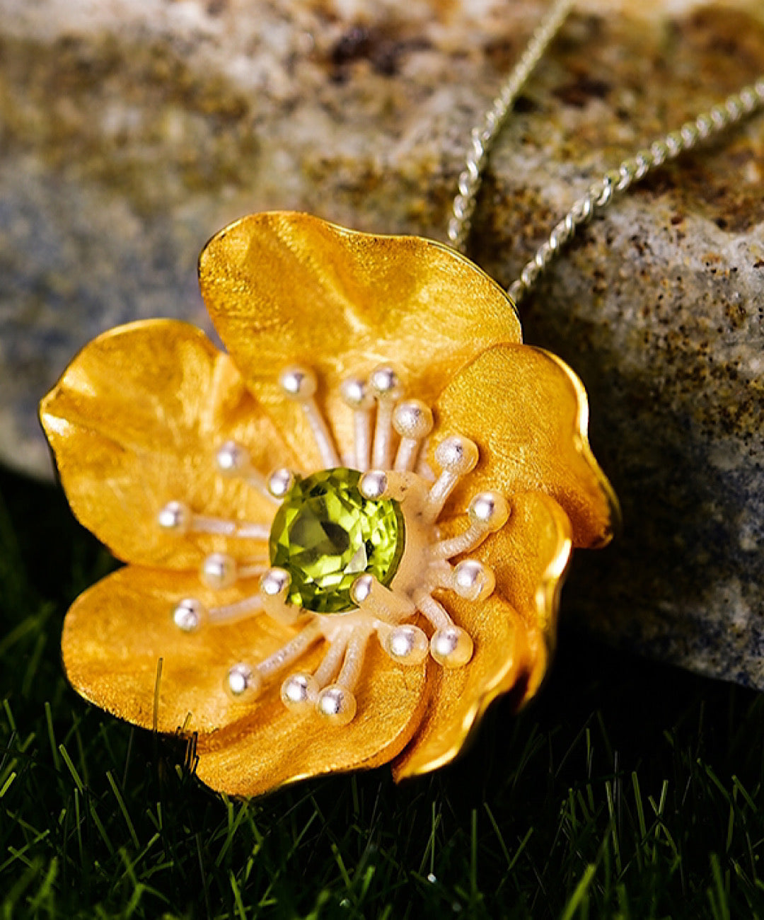 Anemone Flower Pendant Necklace