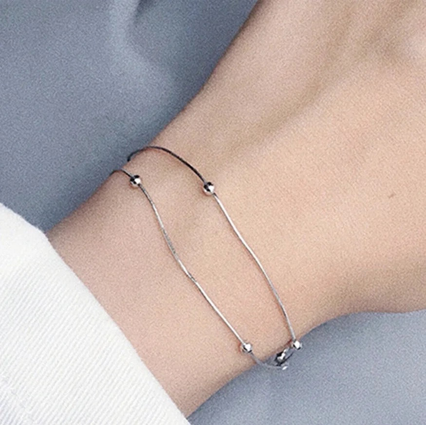 Double Layer Silver Bracelet
