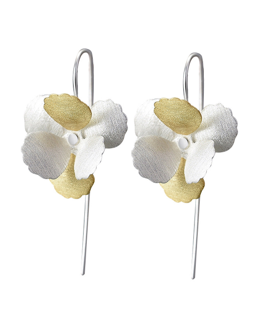 Double Tone Flower Dangle Earrings