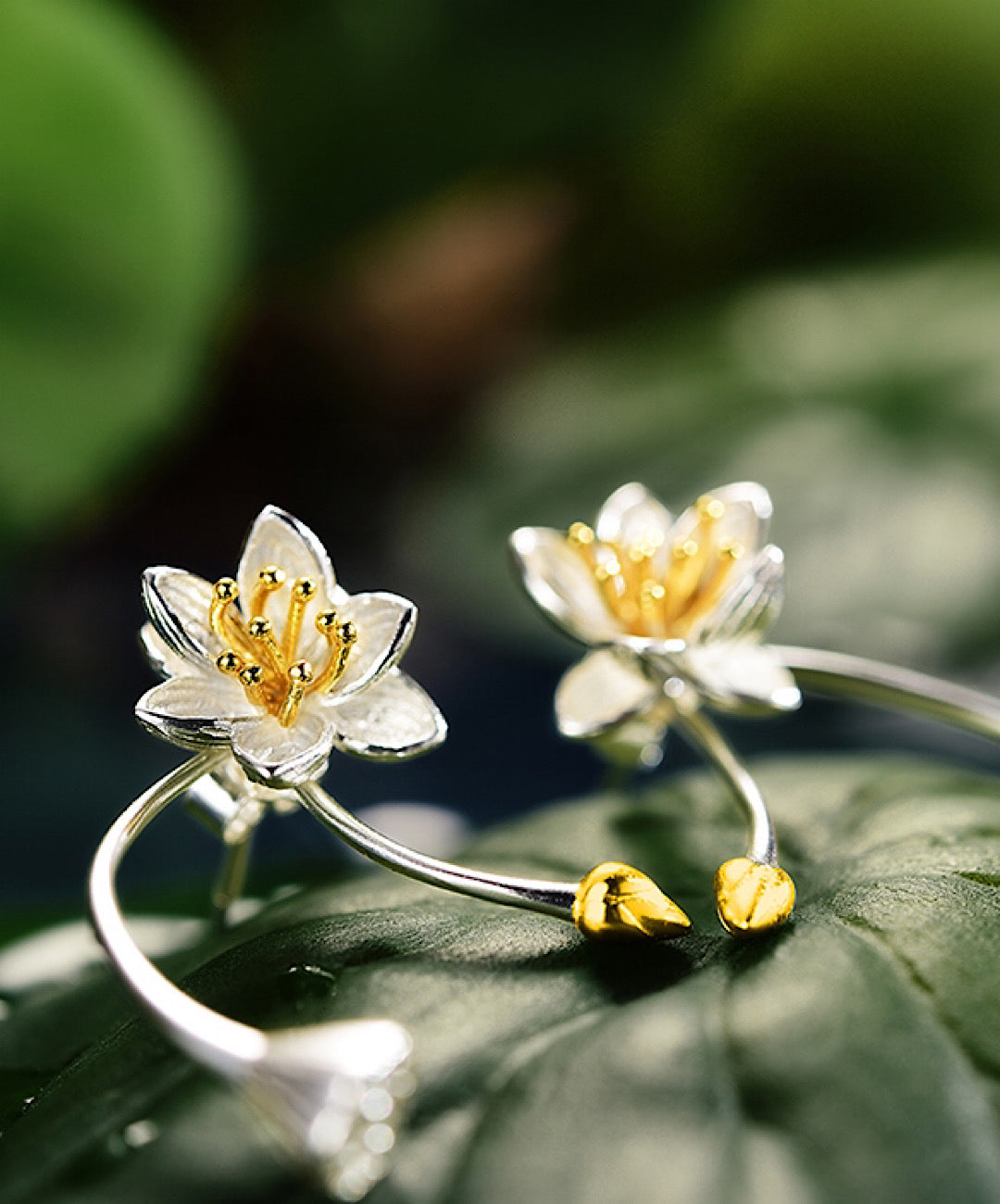 Lotus Flower Earrings- 2 in 1(Studs+Earrings)