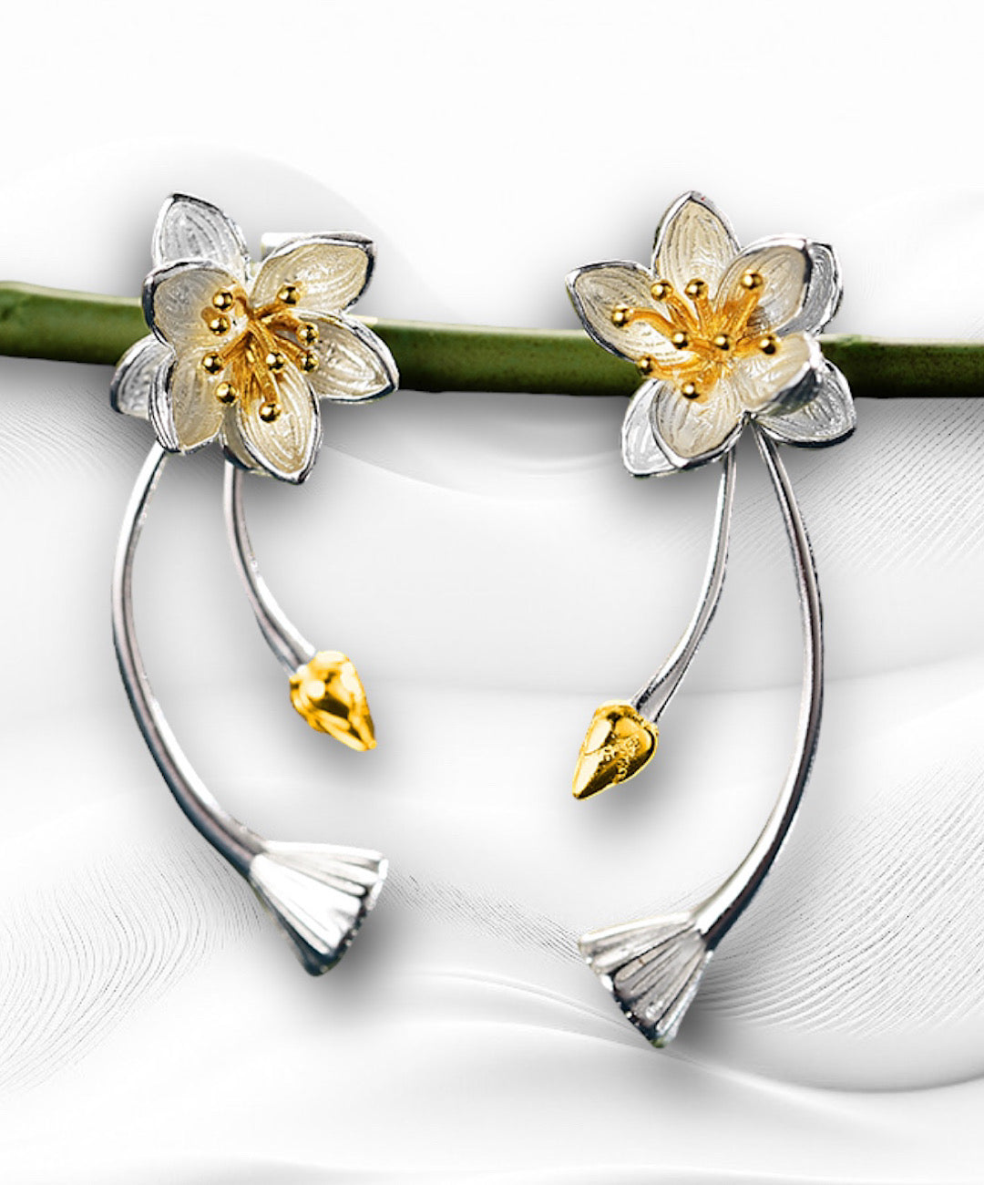 Lotus Flower Earrings- 2 in 1(Studs+Earrings)