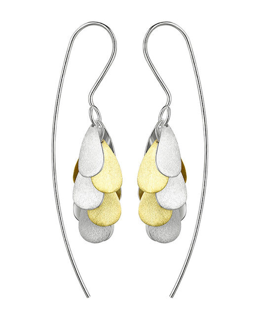 Silver Gold Petals Dangle Earrings