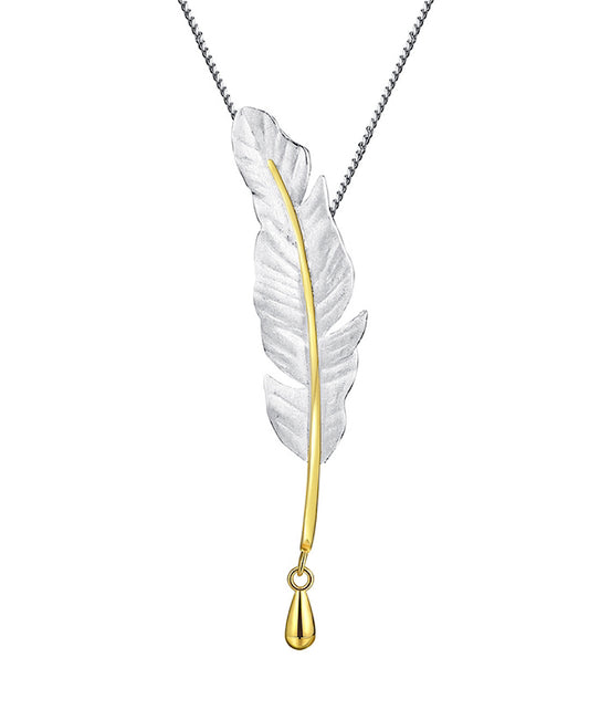 Goose Feather Pendant Necklace