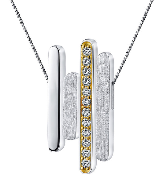 Minimalist Parallel Lines Zircon Pendant Necklace