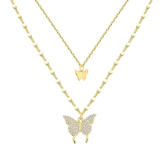 Double Layer Butterfly Necklace