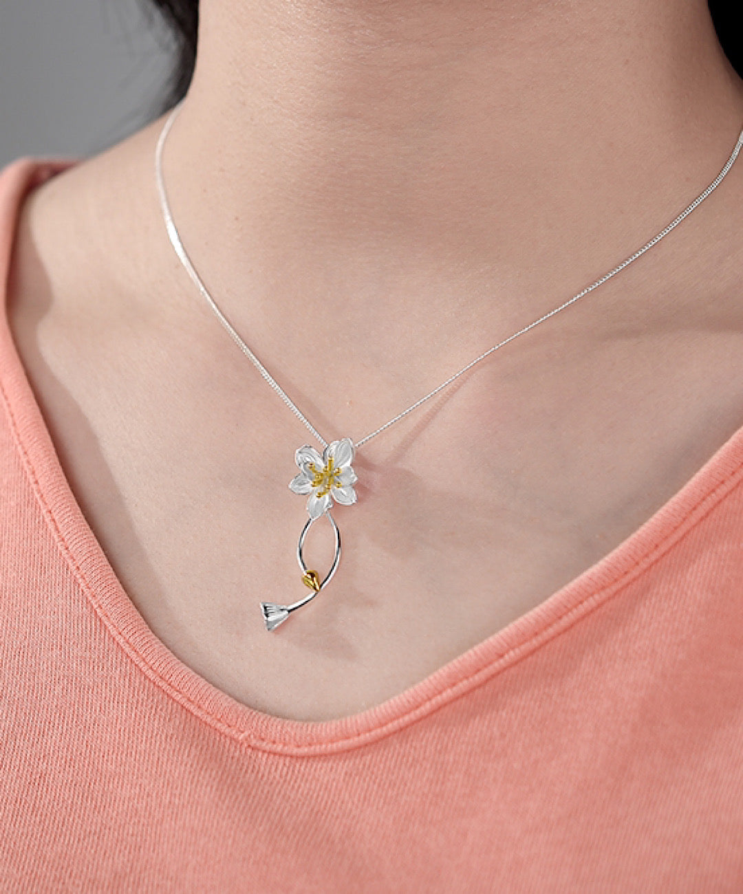 Lotus Flower Pendant Necklace