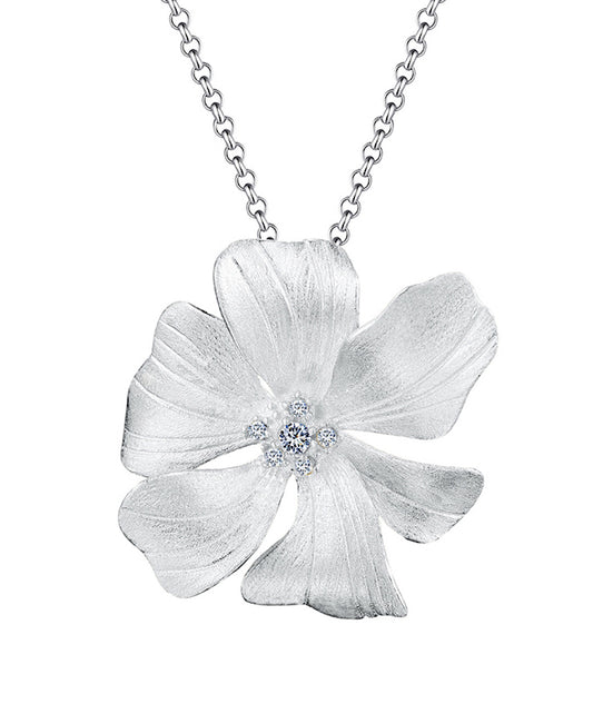 Peony Flower Pendant Necklace