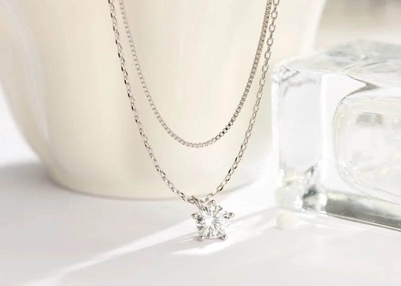 Double Layer Zircon Necklace