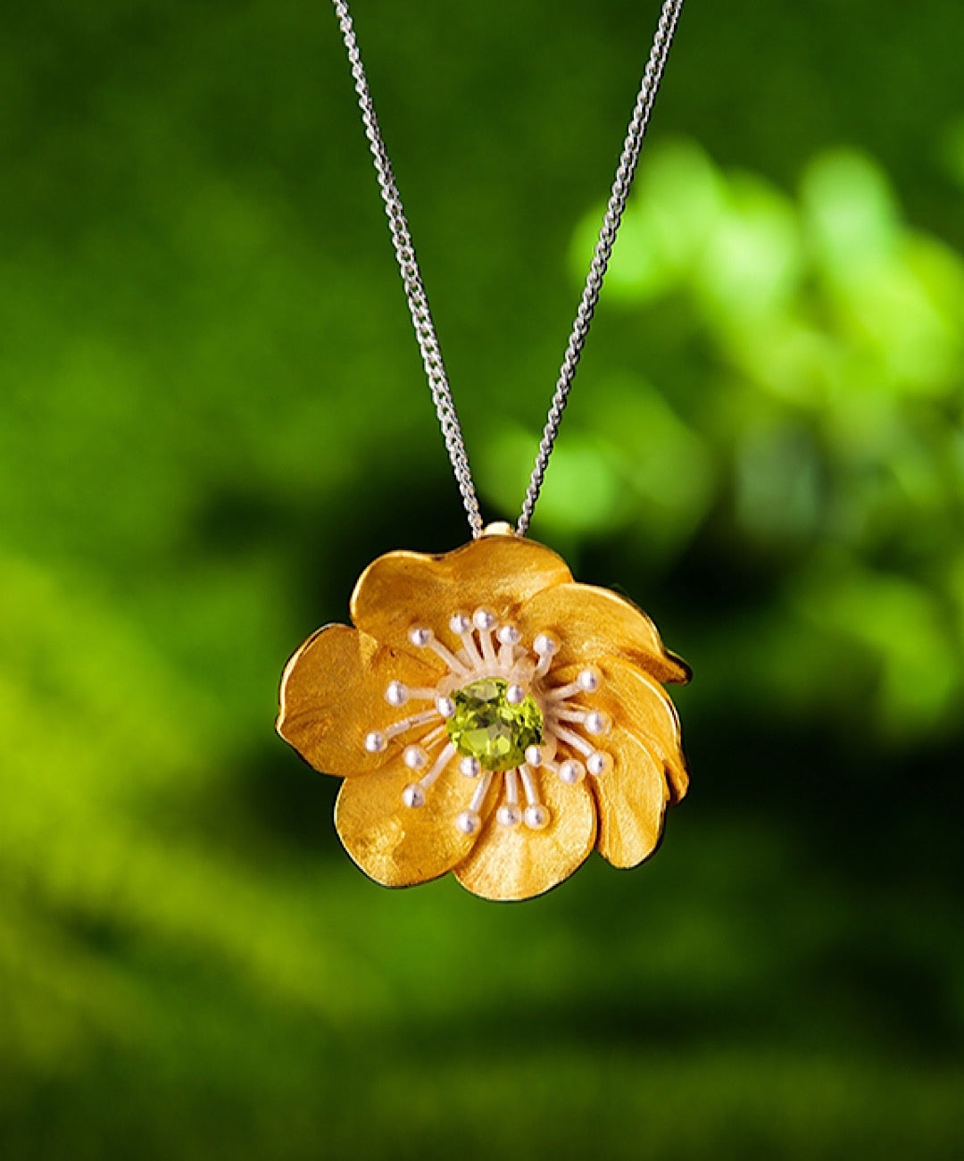 Anemone Flower Pendant Necklace