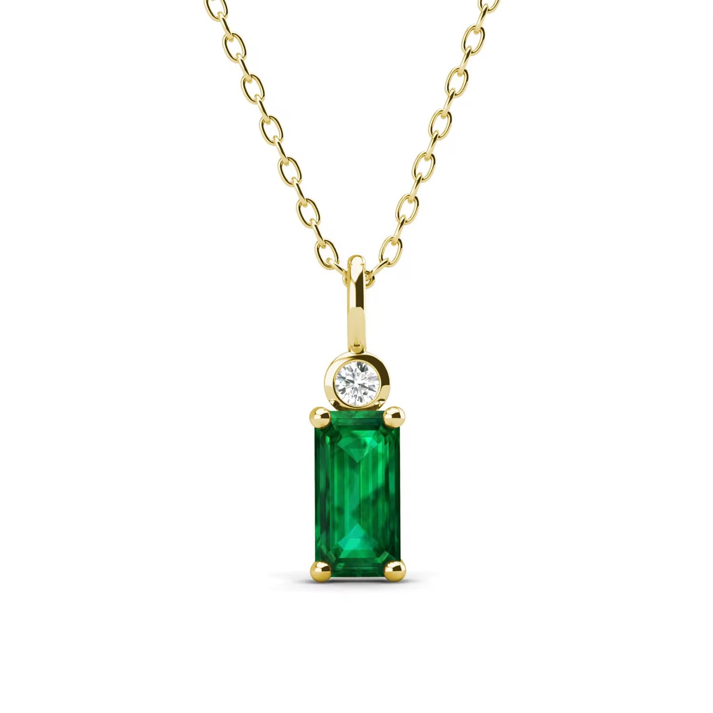 Emerald Single Cut Necklace