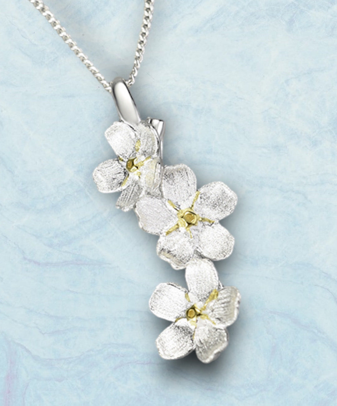 Forget-Me-Not Flower Pendant Necklace