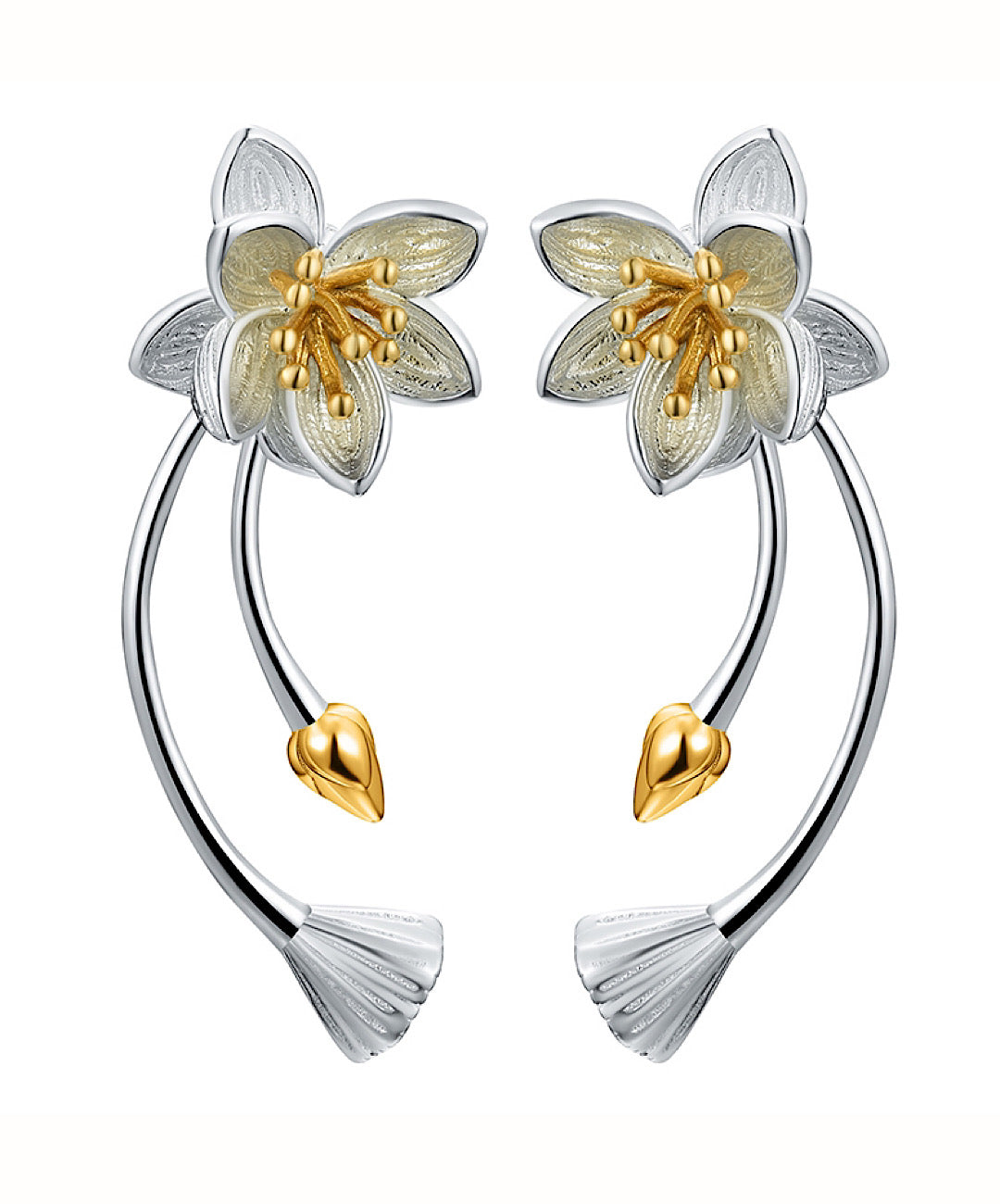 Lotus Flower Earrings- 2 in 1(Studs+Earrings)