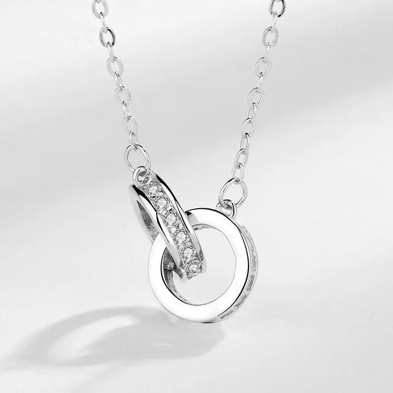 Double Circle Linked Zircon Necklace