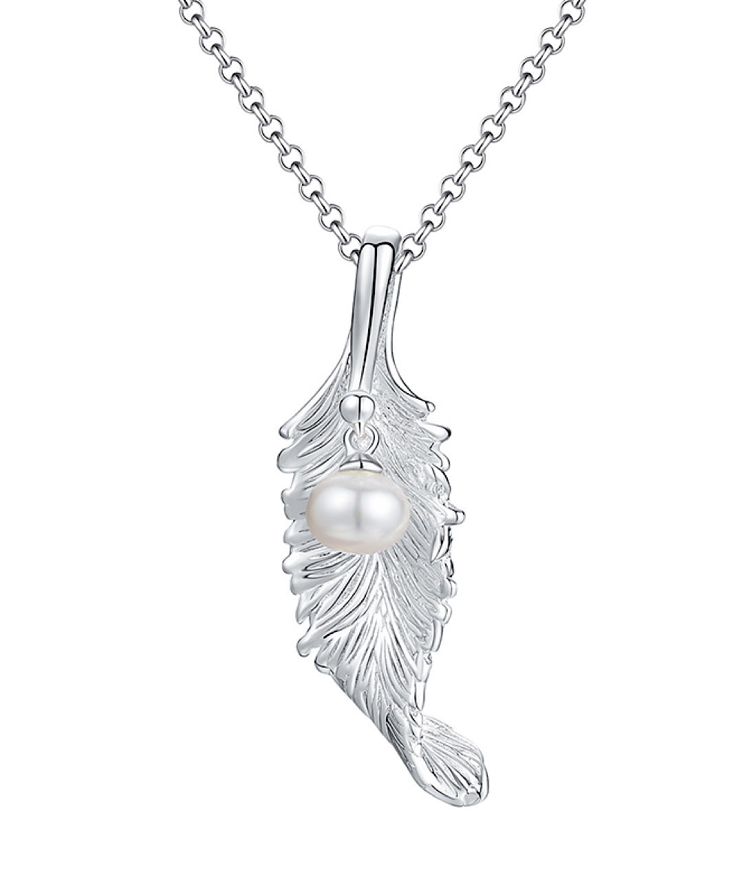 Natural Pearl Long Leaf Pendant Necklace