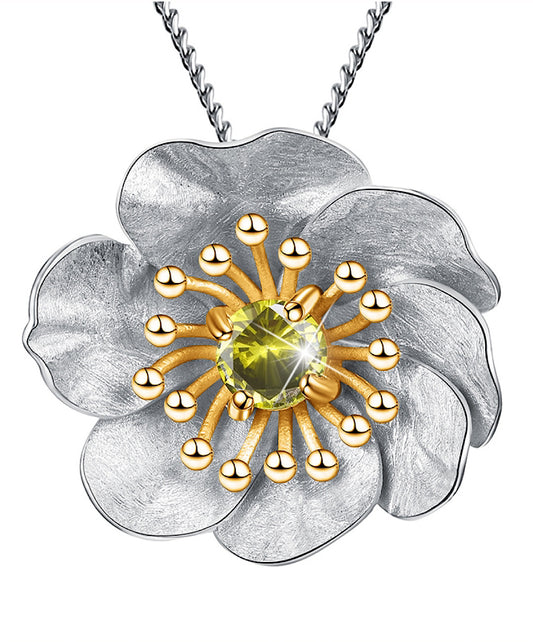 Anemone Flower Pendant Necklace