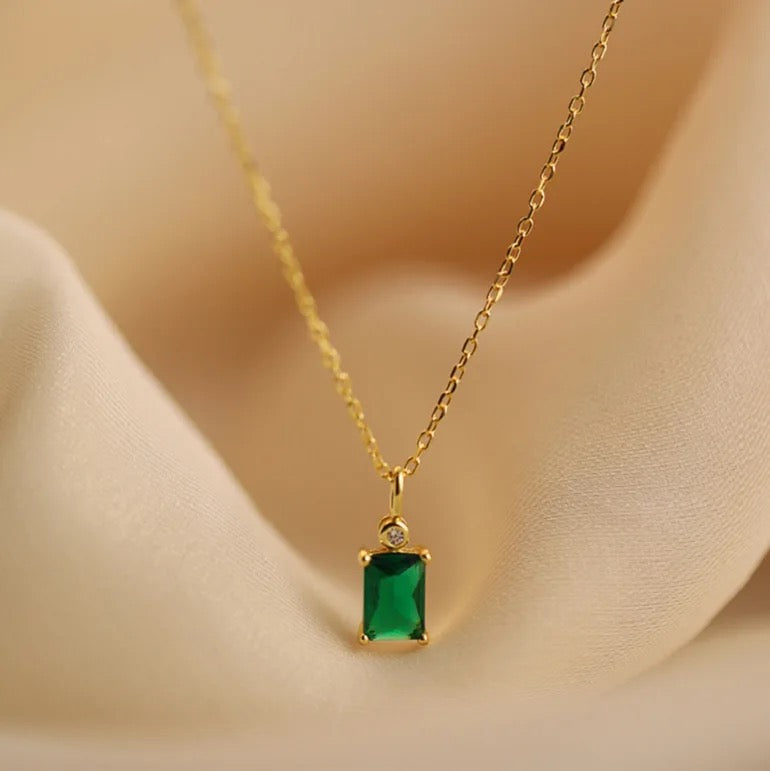 Emerald Single Cut Necklace