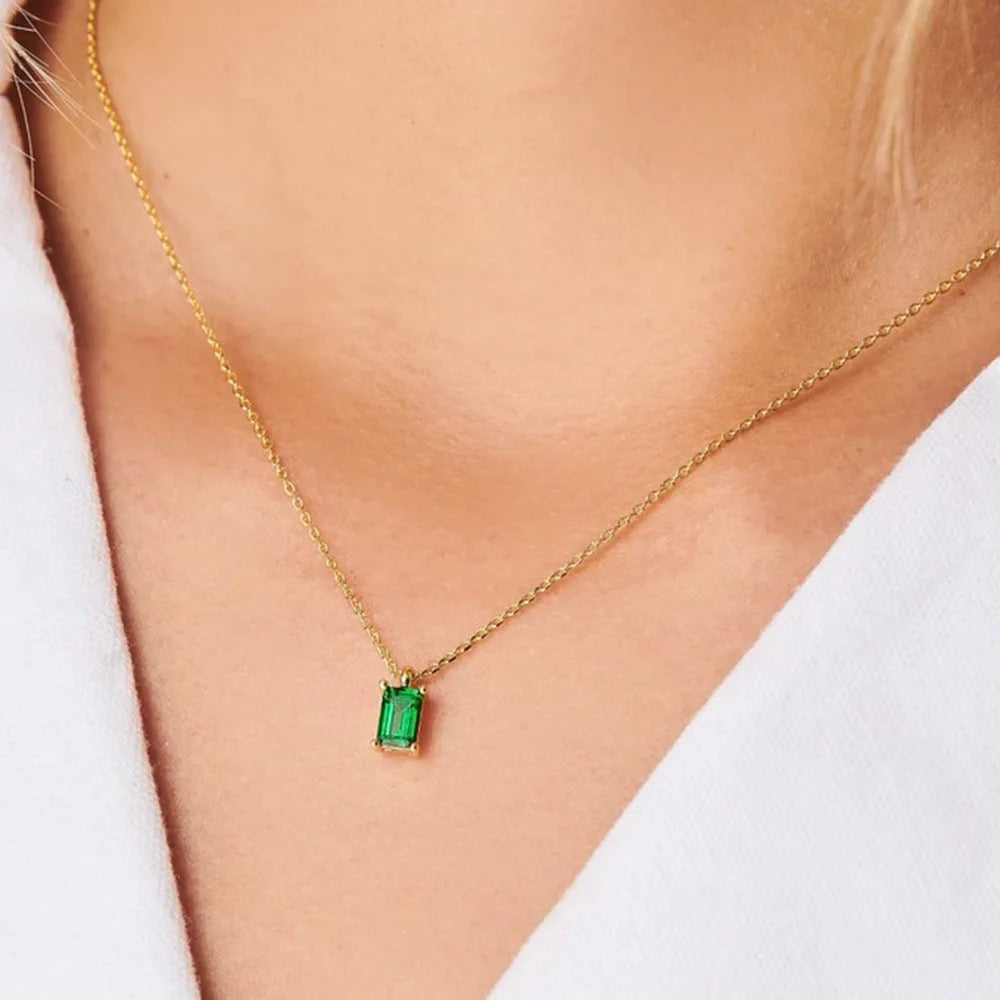 Emerald Single Cut Necklace