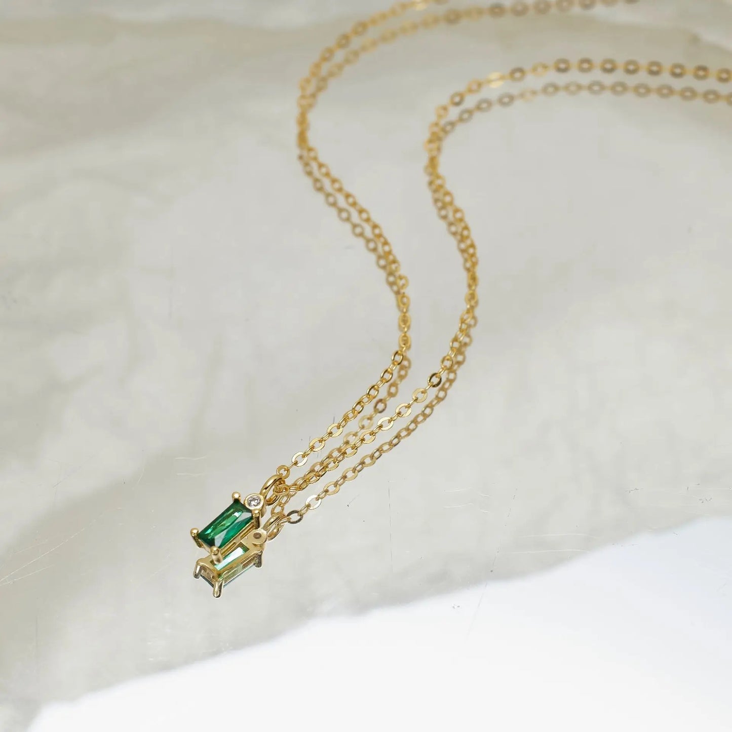 Emerald Single Cut Necklace